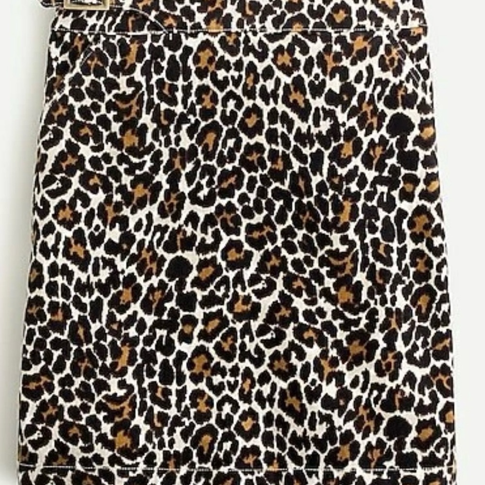 J. Crew Leopard Print Corduroy Mini Skirt - Cute Buckle Detail NWT
